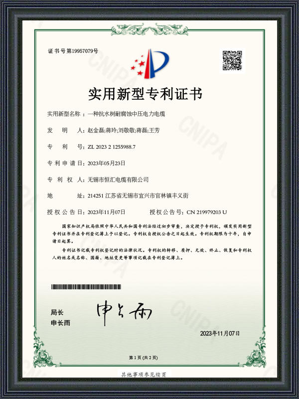 Sertipiko ng Patent ng Utility Model